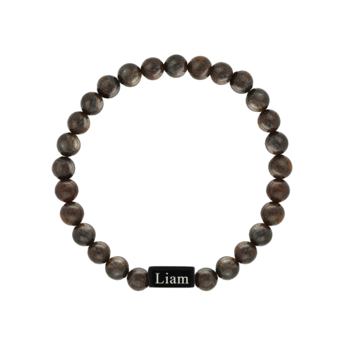 Heren kralen armband met naam bruin