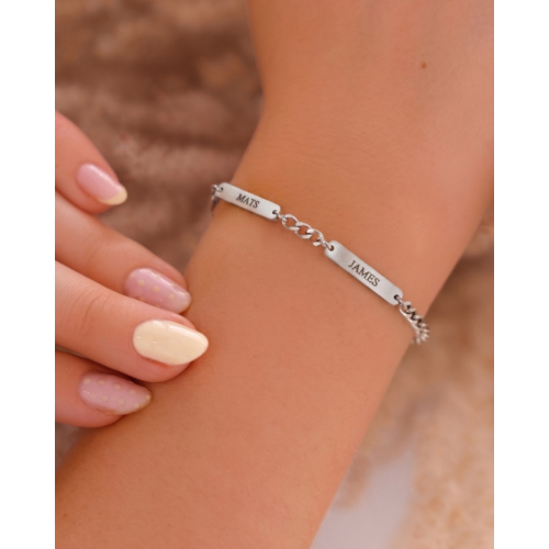 Graveerbare schakelarmband met namen