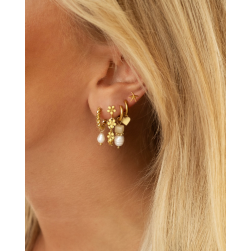 Flower earrings yellow goudkleurig