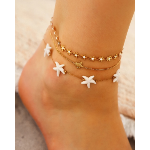 Flower anklet goudkleurig