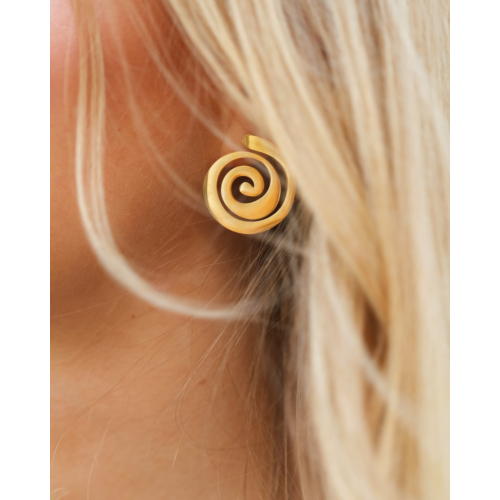 Stud oorbellen organic swirl goudkleurig