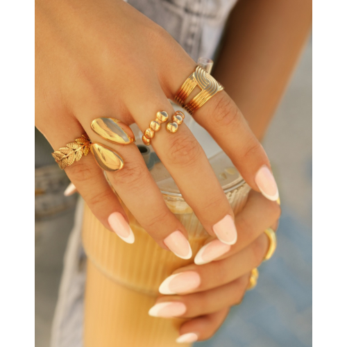 Platte teardrop ring goudkleurig
