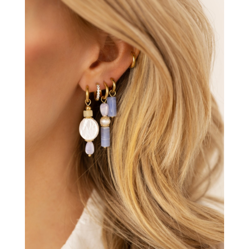 Parel oorbellen icey blue goudkleurig