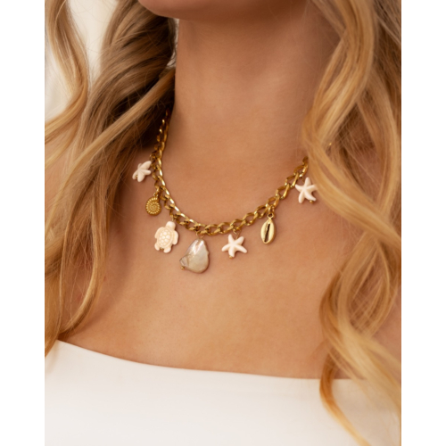 Bedelketting beach bedels goudkleurig 
