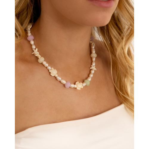 Pastel parelketting beach goudkleurig