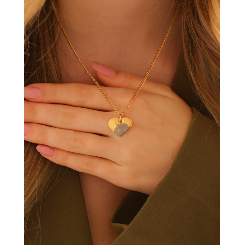 Ketting hartje met vingerafdruk goudkleurig