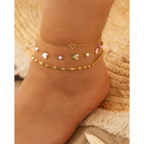 Enkelbandje one love heart goudkleurig