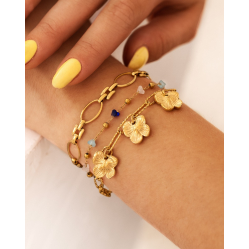 Bolletjes armband met steentjes mix goudkleurig