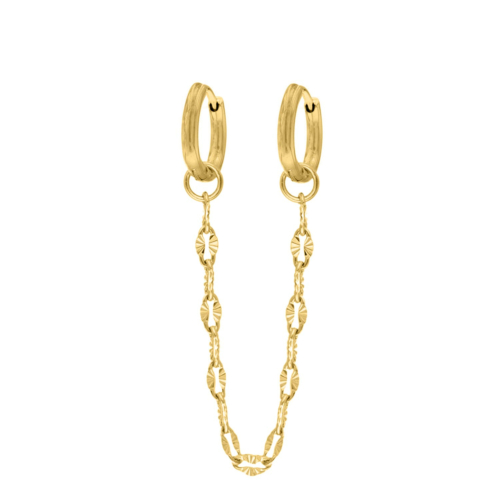Double hoop chain oorbellen goud kleurig