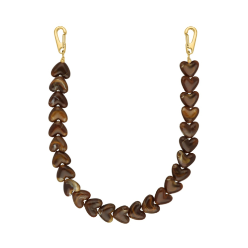 Telefoonkoord hartjes kralen bruin