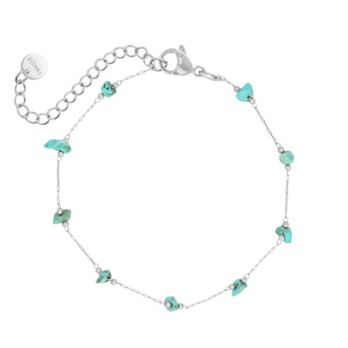 Enkelbandje turquoise steentjes