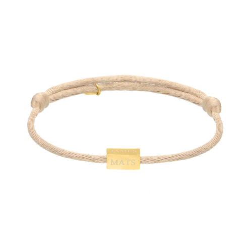 Gouden satin initial armbandje