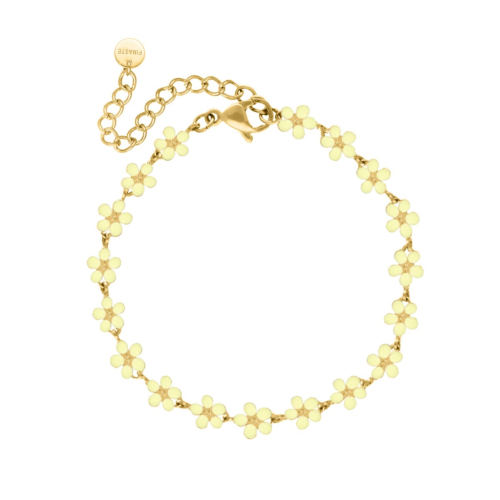 Flower bracelet yellow goudkleurig
