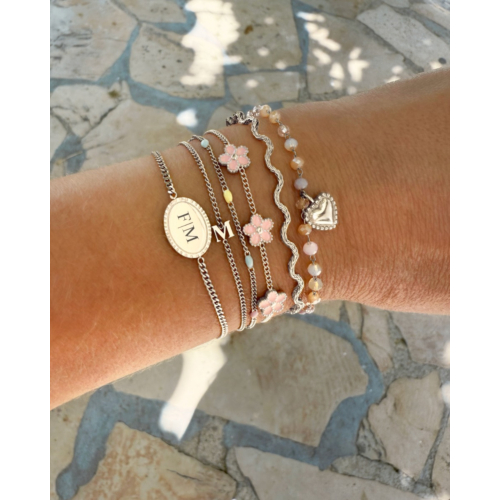 Armband roze bloemetjes