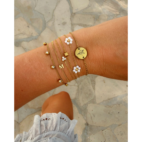 Bracelet 7 stones goldplated