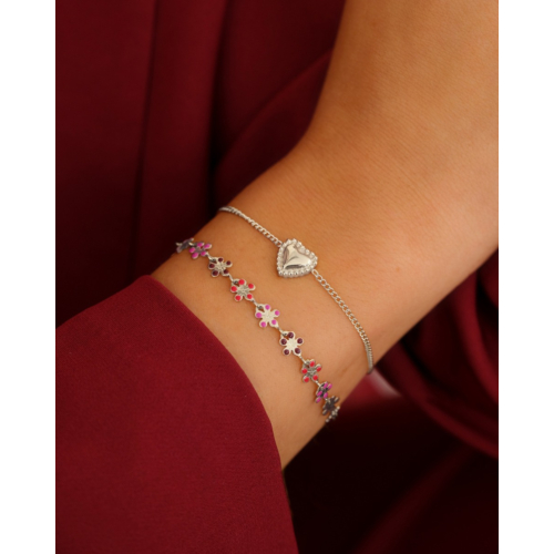 Flower bracelet pink color mix
