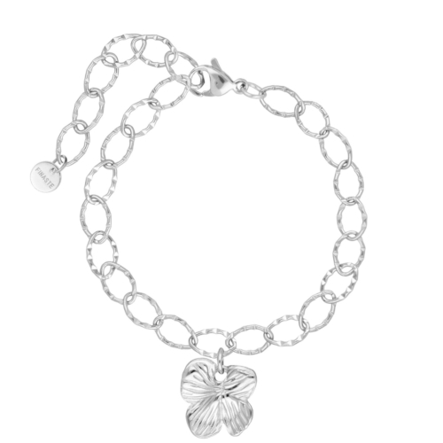 zilveren chain armband met bloem