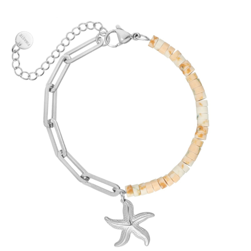 Gekleurde chain armband met zeester 