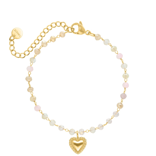 Kralen armband vintage hartje goudkleurig