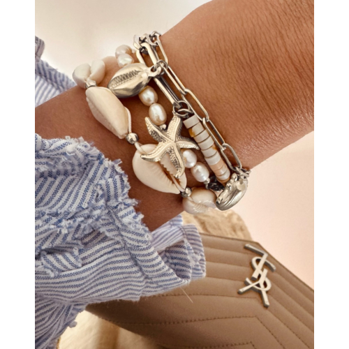 Gekleurde chain armband met zeester