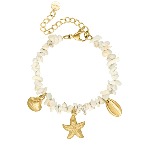 Bedelarmband met steentjes goudkleurig