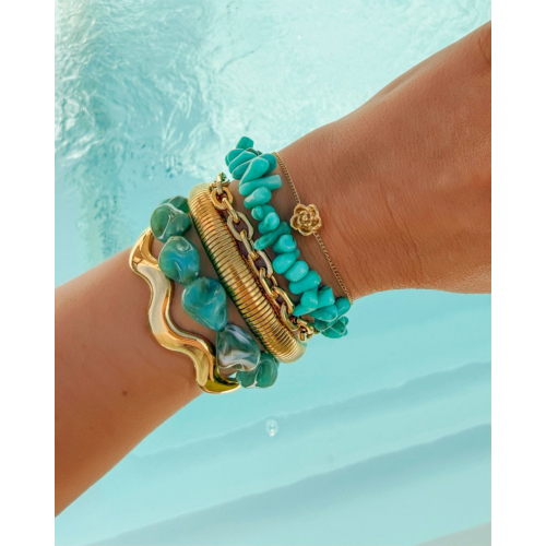 Kralenarmband steentjes mix turquoise