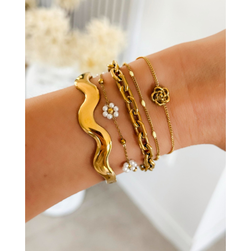 Armband met bloem goudkleurig