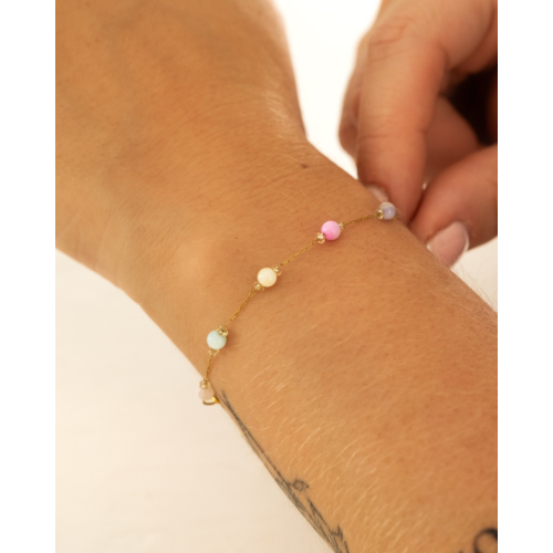 Armband pastel kraaltjes goudkleurig