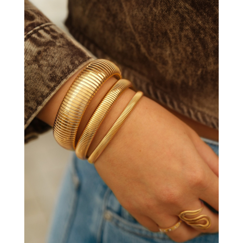 Fijne Bangle met stretch goudkleurig