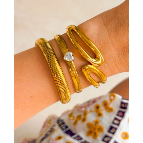 Snake armband hartje goudkleurig 