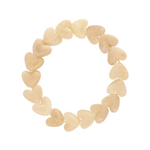 Kralenarmband hartjes beige
