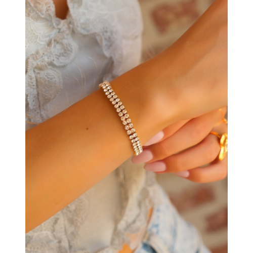 Tennis armband dubbel goudkleurig