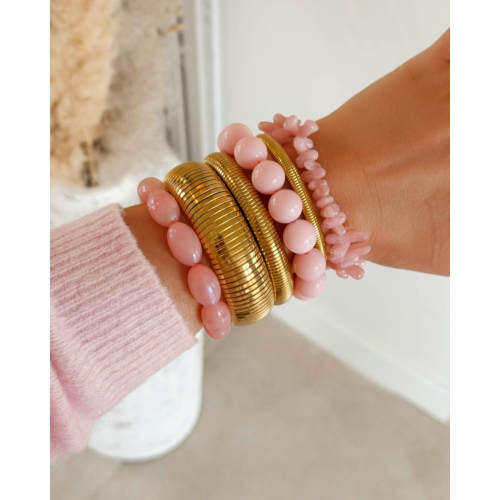 Kralenarmband steentjes mix roze