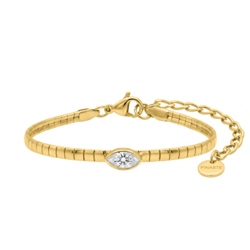 Snake armband met steentje goudkleurig