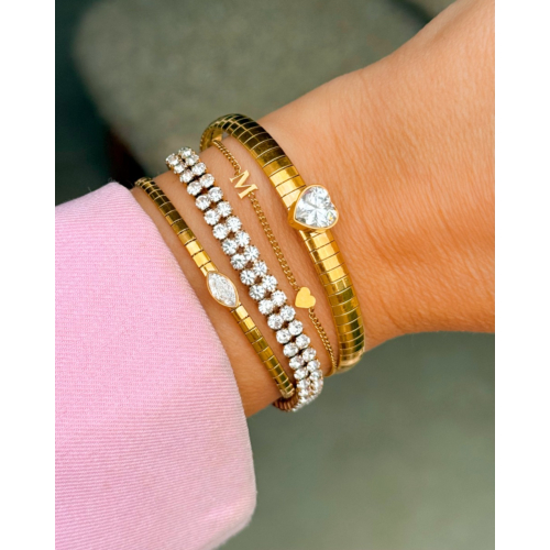 Snake armband met steentje goudkleurig