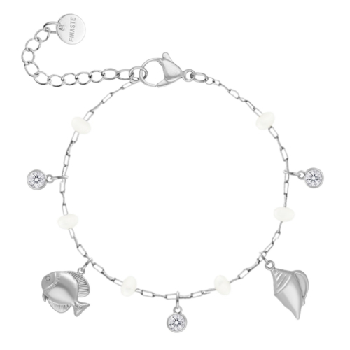 Bedelarmband witte steentjes en zomer bedels