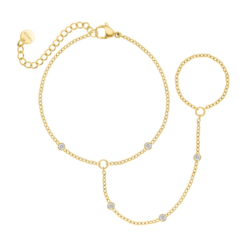 Hand chain ronde steentjes goudkleurig