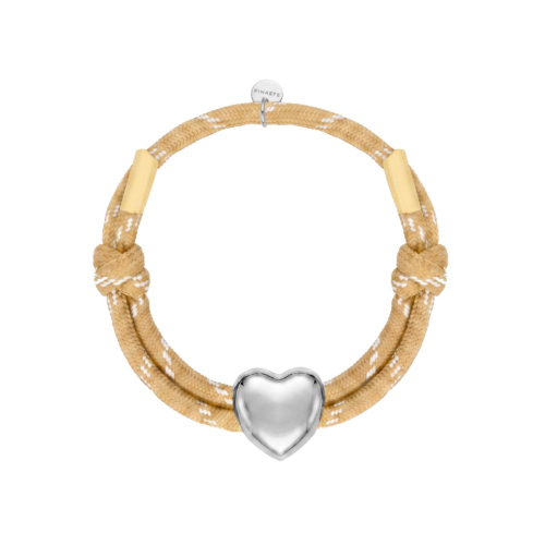 Beige touwtjes armband hart