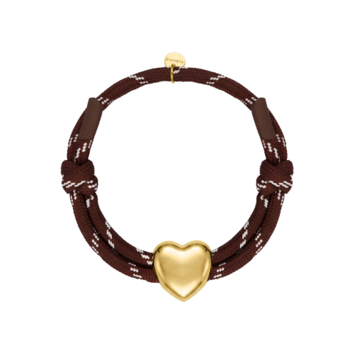 Bruine touwtjes armband hart