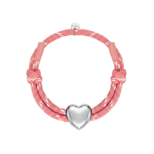 Roze touwtjes armband hart