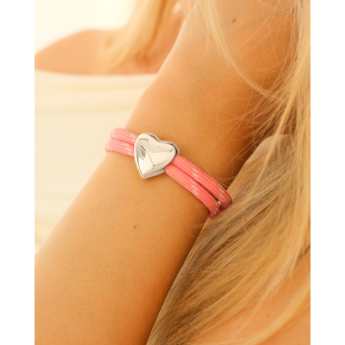 Roze touwtjes armband hart 
