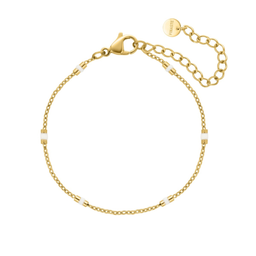 Armband met witte schakels goudkleurig