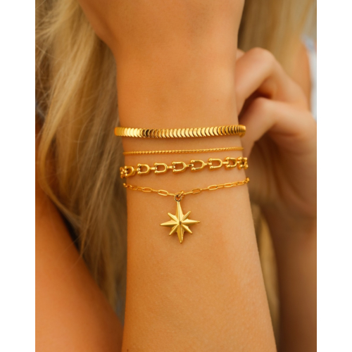 Fijn schakelarmbandje goudkleurig