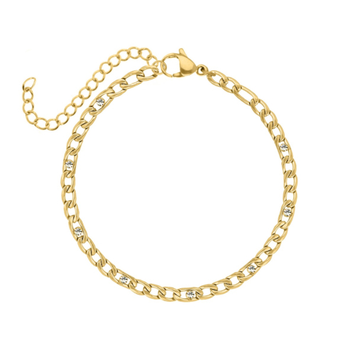 Chain armband goud met steentjes