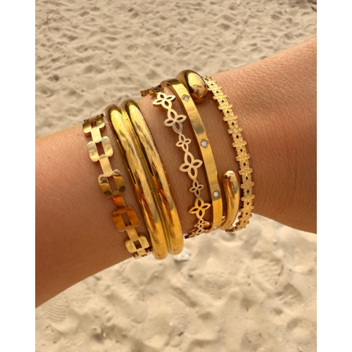 Bangle vintage flower goudkleurig