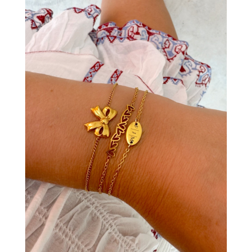 Gepersonaliseerd armbandje met 3 initialen goud kleurig