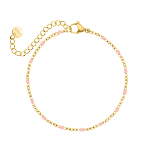 Armband pink dots goudkleurig