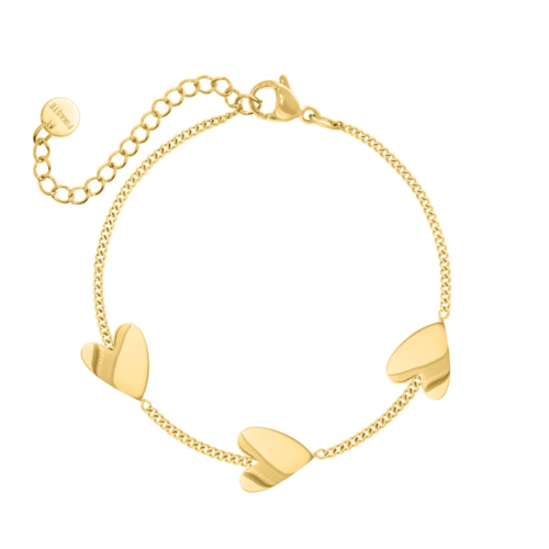 Armband met hartjes goudkleurig
