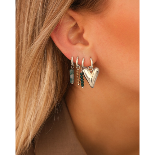 Earrings dark green beads