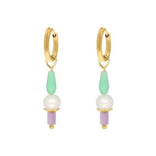 Parel oorbellen pastel goudkleurig